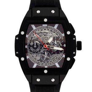 ED HARDY TONNEAU BLACK/RED/SILVER 3 HAND MEN'S SILICONE STRAP WATCH**NEW!